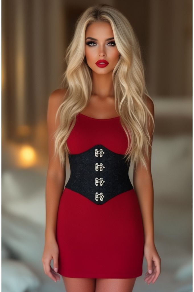 Daisy Corsets Lavish Black/Black Swirl Brocade Corset Belt Cincher w/Clasps
