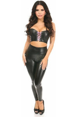 Daisy Corsets Lavish Faux Leather Lace-Up Short Bustier Top