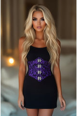 Daisy Corsets Lavish Black/Purple Swirl Brocade Corset Belt Cincher w/Clasps