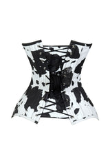 Daisy Corsets Lavish Black/White Cow Print Faux Leather Overbust Corset Top