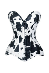 Daisy Corsets Lavish Black/White Cow Print Faux Leather Overbust Corset Top