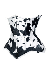 Daisy Corsets Lavish Black/White Cow Print Faux Leather Underbust Waist Cincher Corset Top