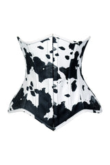 Daisy Corsets Lavish Black/White Cow Print Faux Leather Underbust Waist Cincher Corset Top