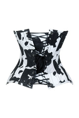 Daisy Corsets Lavish Black/White Cow Print Faux Leather Underbust Waist Cincher Corset Top