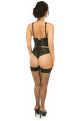 Daisy Corsets Lavish Blue w/Black Lace Overlay Open Cup Waist Cincher