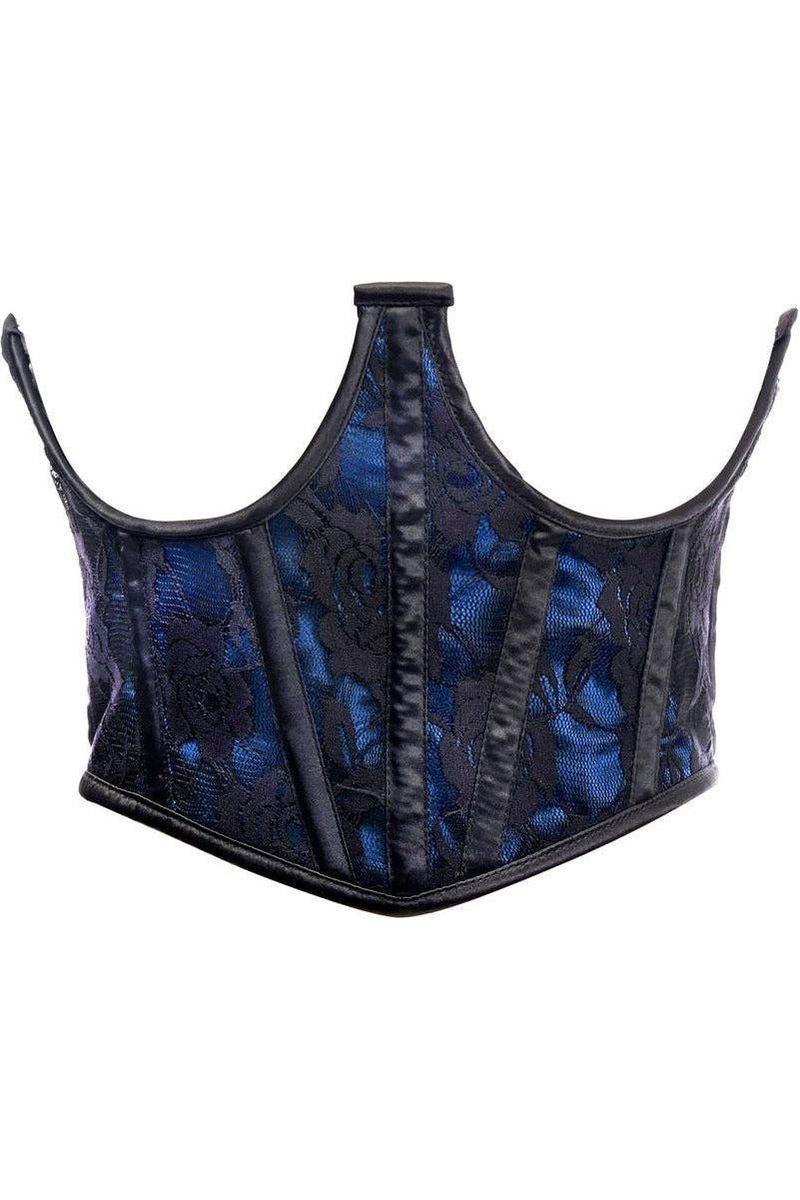 Daisy Corsets Lavish Blue w/Black Lace Overlay Open Cup Waist Cincher