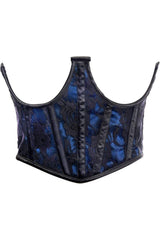 Daisy Corsets Lavish Blue w/Black Lace Overlay Open Cup Waist Cincher