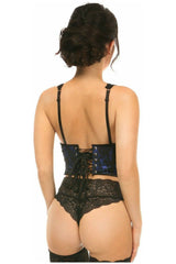 Daisy Corsets Lavish Blue w/Black Lace Overlay Open Cup Waist Cincher