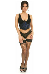 Daisy Corsets Lavish Blue w/Black Lace Overlay Open Cup Waist Cincher