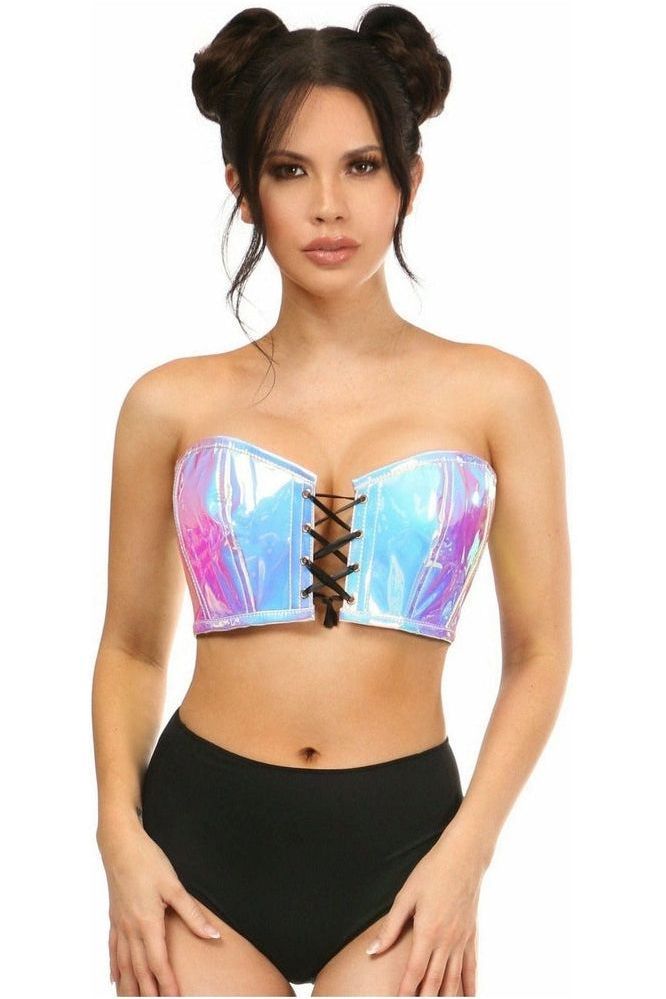 Daisy Corsets Lavish Blue Purple Holo Lace-Up Bustier Top