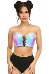 Daisy Corsets Lavish Blue Purple Holo Lace-Up Bustier Top