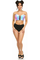 Daisy Corsets Lavish Blue Purple Holo Lace-Up Bustier Top