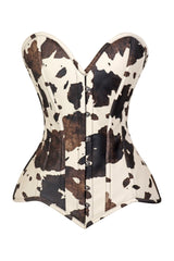 Daisy Corsets Lavish Brown/Cream Cow Print Faux Leather Overbust Corset Top