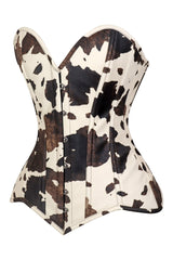 Daisy Corsets Lavish Brown/Cream Cow Print Faux Leather Overbust Corset Top