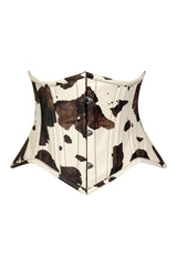 Daisy Corsets Lavish Brown/Cream Cow Print Faux Leather Underbust Mini Cincher Corset Top