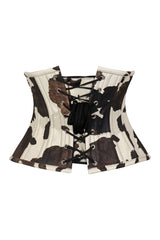 Daisy Corsets Lavish Brown/Cream Cow Print Faux Leather Underbust Mini Cincher Corset Top