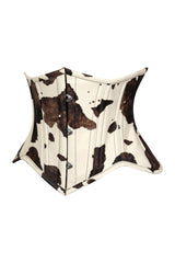 Daisy Corsets Lavish Brown/Cream Cow Print Faux Leather Underbust Mini Cincher Corset Top
