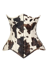 Daisy Corsets Lavish Brown/Cream Cow Print Faux Leather Underbust Waist Cincher Corset Top