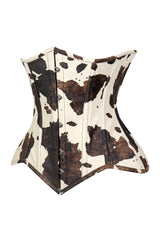 Daisy Corsets Lavish Brown/Cream Cow Print Faux Leather Underbust Waist Cincher Corset Top