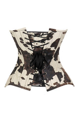 Daisy Corsets Lavish Brown/Cream Cow Print Faux Leather Underbust Waist Cincher Corset Top