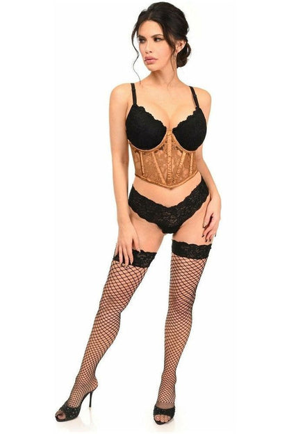 Lavish Caramel Sheer Lace Underwire Waist Cincher Corset - Daisy Corsets