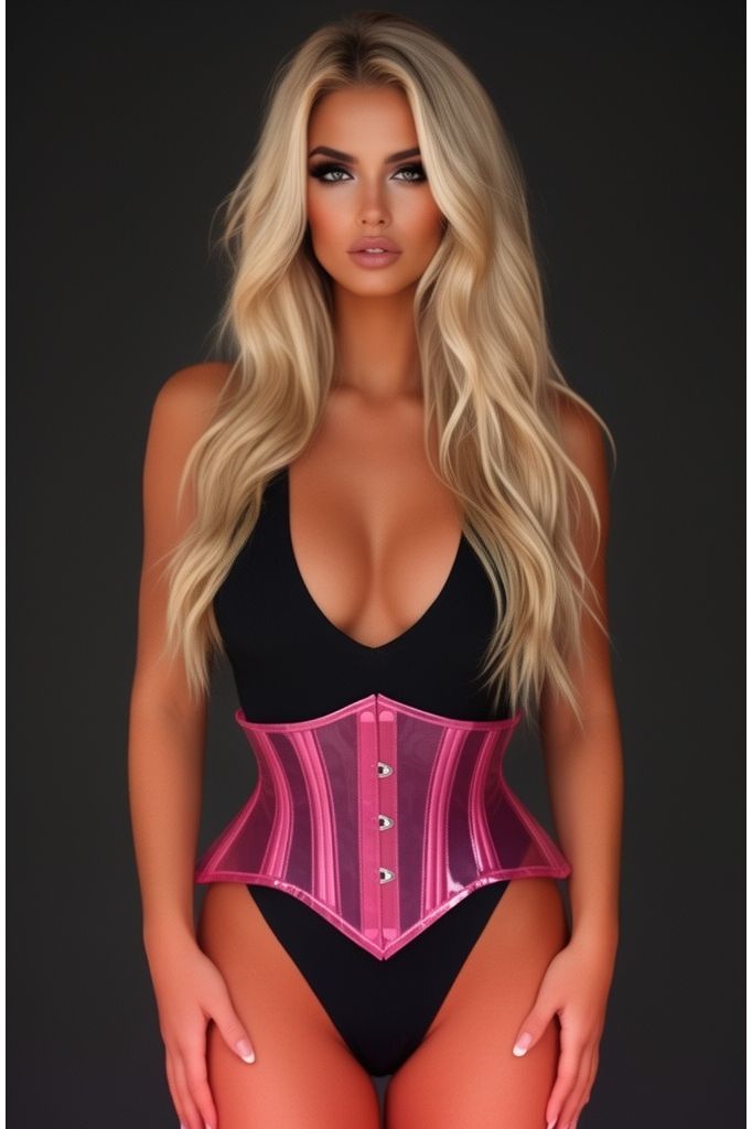 Daisy Corsets Lavish Clear Pink Curvy Cut Mini Cincher Corset