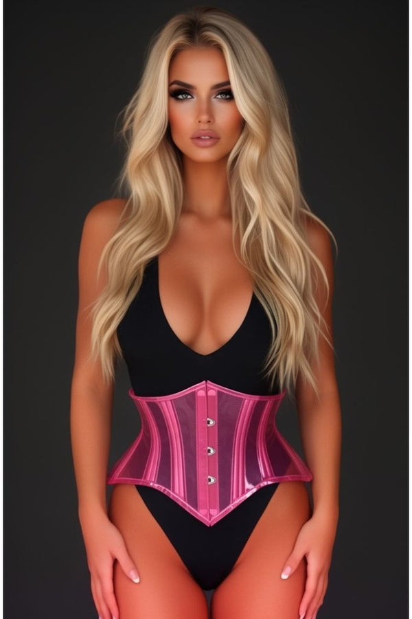 Daisy Corsets Lavish Clear Pink Curvy Cut Mini Cincher Corset