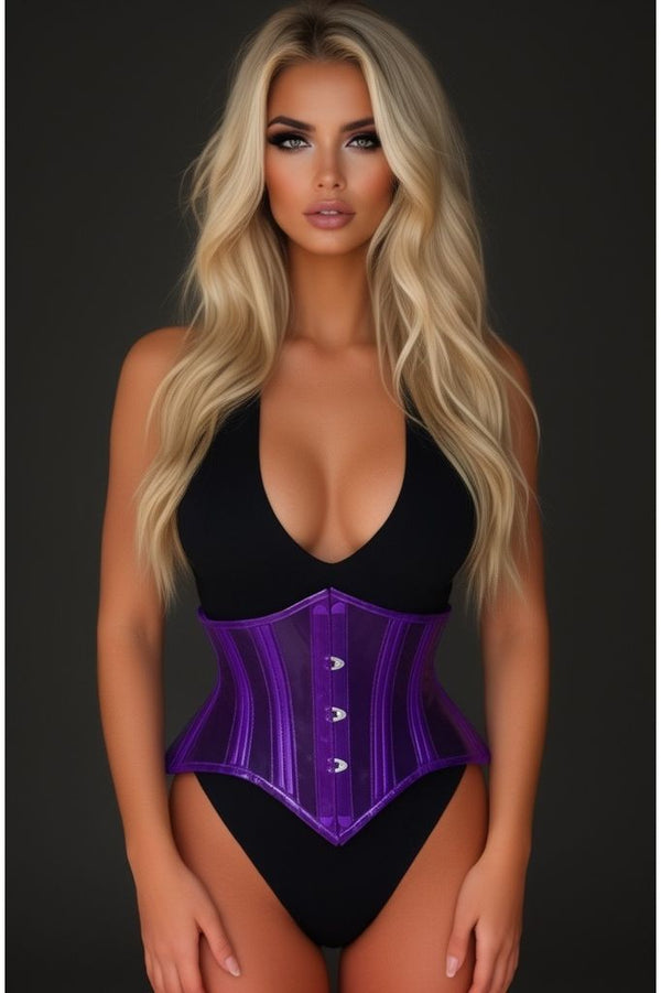 Daisy Corsets Lavish Clear Purple Curvy Cut Mini Cincher Corset