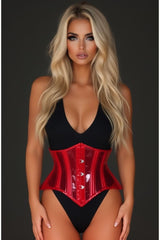 Daisy Corsets Lavish Clear Red Curvy Cut Mini Cincher Corset