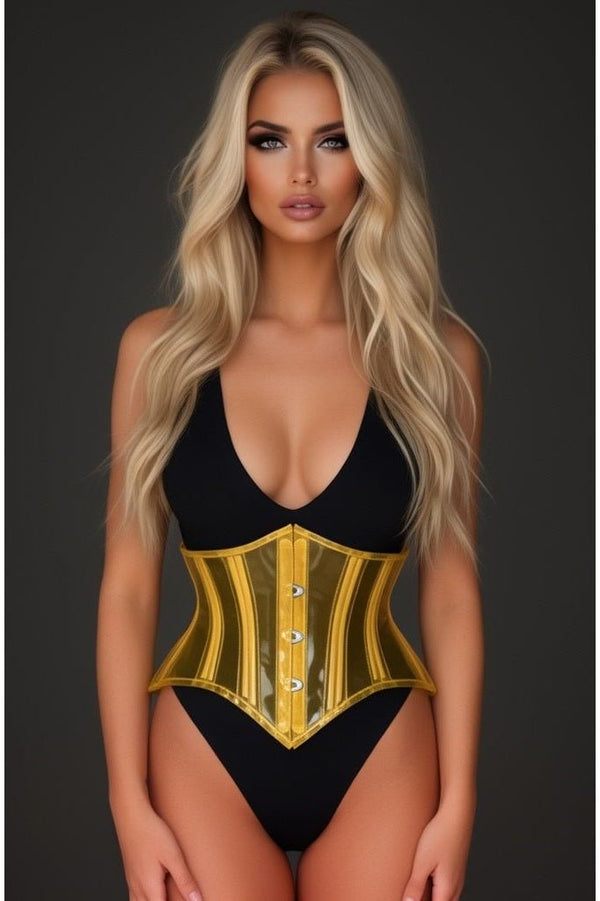 Daisy Corsets Lavish Clear Yellow Curvy Cut Mini Cincher Corset