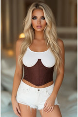 Daisy Corsets Lavish Dark Brown Brocade Open Cup Waist Cincher