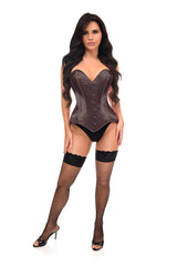 Daisy Corsets Lavish Dark Brown Satin Overbust Corset Sweetheart Neckline Busk Closure