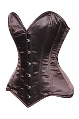 Daisy Corsets Lavish Dark Brown Satin Overbust Corset Sweetheart Neckline Busk Closure