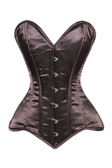 Daisy Corsets Lavish Dark Brown Satin Overbust Corset Sweetheart Neckline Busk Closure