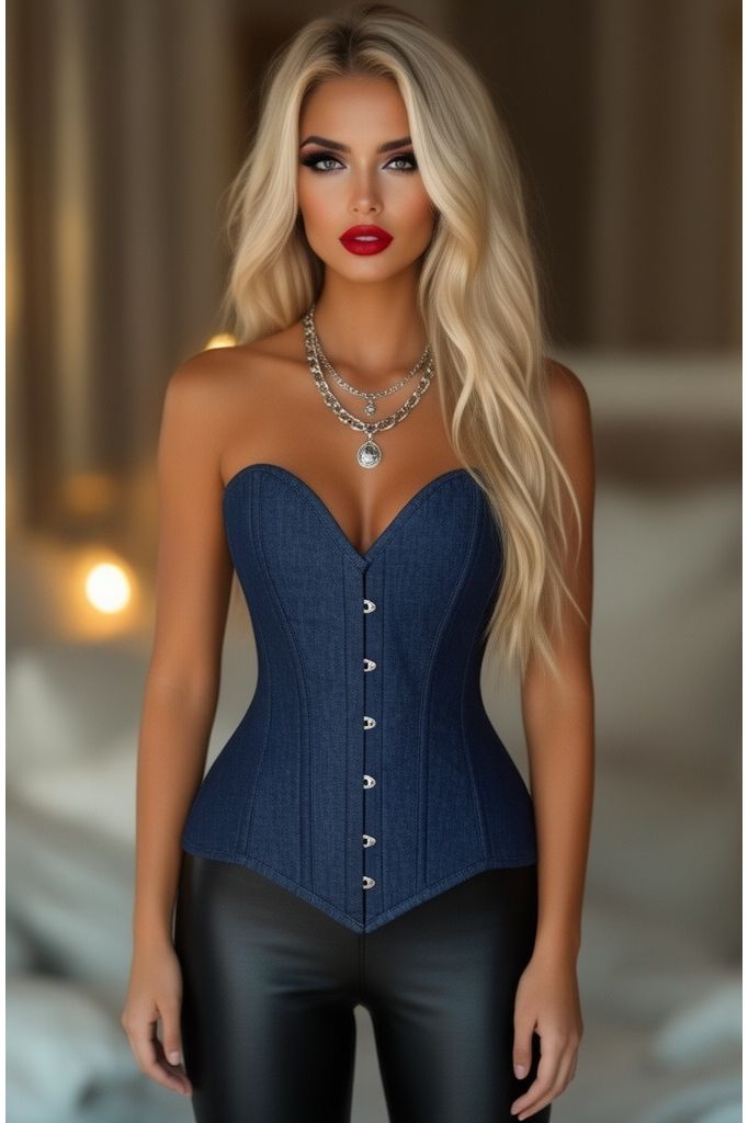 Daisy Corsets Lavish Dark Denim Overbust Corset Top