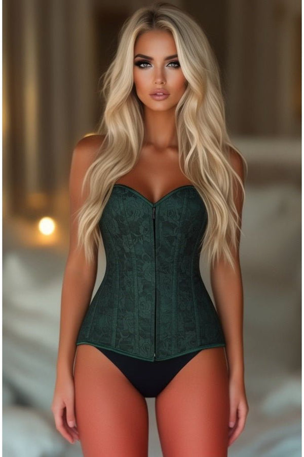 Daisy Corsets Lavish Dark Green Lace Overbust Corset w/Zipper