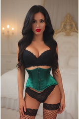Daisy Corsets Lavish Dark Green Satin Mini Cincher Underbust Corset Waist Cincher Busk Closure