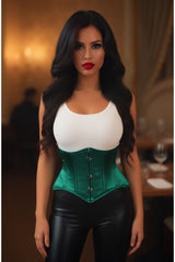 Daisy Corsets Lavish Dark Green Satin Mini Cincher Underbust Corset Waist Cincher Busk Closure