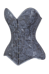 Daisy Corsets Lavish Dark Grey Lace Overbust Corset Sweetheart Neckline Busk Closure