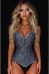 Daisy Corsets Lavish Dark Grey Lace Overbust Corset Sweetheart Neckline Busk Closure