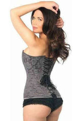 Daisy Corsets Lavish Dark Grey Lace Overbust Corset w/Zipper