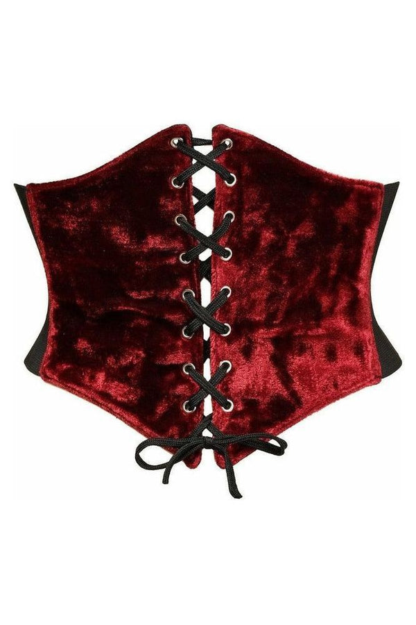 Daisy Corsets Lavish Dark Red Crushed Velvet Corset Belt Cincher