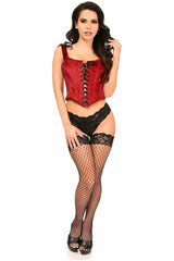 Lavish Dark Red Velvet Lace - Up Bustier Top - Daisy Corsets