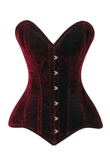 Daisy Corsets Lavish Dark Red Velvet Overbust Corset Sweetheart Neckline Busk Closure