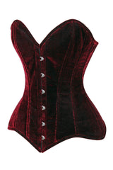 Daisy Corsets Lavish Dark Red Velvet Overbust Corset Sweetheart Neckline Busk Closure