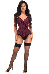 Daisy Corsets Lavish Dark Red Wine Lace Overbust Corset Sweetheart Neckline Busk Closure