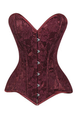 Daisy Corsets Lavish Dark Red Wine Lace Overbust Corset Sweetheart Neckline Busk Closure
