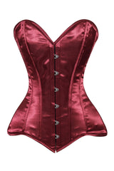 Daisy Corsets Lavish Dark Red Wine Satin Overbust Corset Sweetheart Neckline Busk Closure