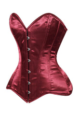 Daisy Corsets Lavish Dark Red Wine Satin Overbust Corset Sweetheart Neckline Busk Closure