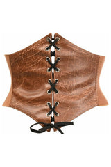 Lavish Distressed Brown Faux Leather Corset Belt - Daisy Corsets